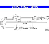 Handbrake cable 24.3727-0143.2 ATE for AUDI 80 B3 Saloon COUPE B3 90 B3