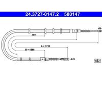 ATE 24.3727-0147.2 Hand brake cable
