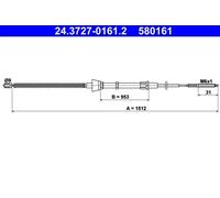 Handbrake cable 24.3727-0161.2 ATE for SEAT VW