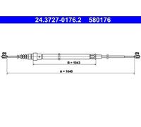 Handbrake cable 24.3727-0176.2 ATE for SKODA VW SEAT