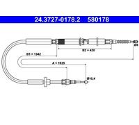 Handbrake cable 24.3727-0178.2 ATE for AUDI A6 C5 A6 C5 Avant ALLROAD C5
