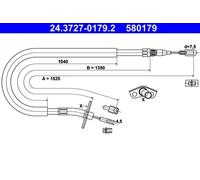 Handbrake cable 24.3727-0179.2 ATE for VW MERCEDES-BENZ
