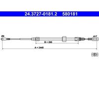 CABLE PULL PARKING BRAKE 24.3727-0181.2 FOR VW LT/Mk/II/Platform/Chassis/28-46
