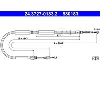 ATE 24.3727-0183.2 Hand brake cable