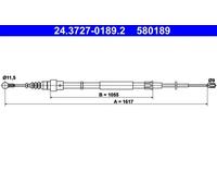 Handbrake cable 24.3727-0189.2 ATE for AUDI TT TT Roadster