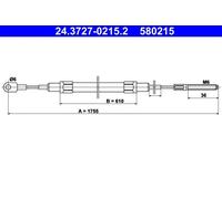 ATE Handbrake Cable 24.3727-0215.2 – Fits BMW E34 / 5 Series (M43B18 M40B18 1.8L)