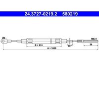 Handbrake cable 24.3727-0219.2 ATE for BMW 7