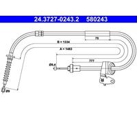 ATE Handbrake Cable 24.3727-0243.2 / 34406770868 for MINI 07-14
