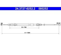 Handbrake cable 24.3727-0252.2 ATE for BMW 3 4 Coupe 3 Gran Turismo 3 Touring
