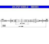 Cable, parking brake for CITROËN AX ATE 24.3727-0303.2 NEW
