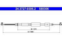 ATE 24.3727-0306.2 Hand brake cable