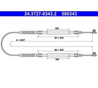 Handbrake cable 24.3727-0343.2 ATE for FIAT PEUGEOT CITROËN