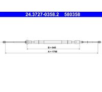 ATE 24.3727-0358.2 Hand brake cable