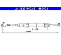 ATE 24.3727-0403.2 Hand brake cable