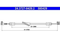 ATE 24.3727-0429.2 Hand brake cable