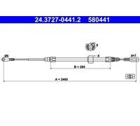 Cable Pull, parking brake ATE 24.3727-0441.2 for LT 28-46 II Van 2.5 1996-1999