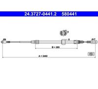Cable Pull, parking brake ATE 24.3727-0441.2 for LT 28-46 II Van 2.5 1996-1999
