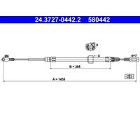 CABLE PULL PARKING BRAKE 24.3727-0442.2 FOR VW LT/Mk/II/Bus/28-35/28-46/Van 2.8L