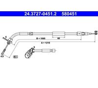 CABLE PULL PARKING BRAKE 24.3727-0451.2 FOR MERCEDES-BENZ M266.960/980 2.0L 4cyl