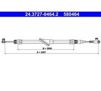 ATE 24.3727-0464.2 Hand brake cable