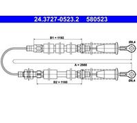 ATE 24.3727-0523.2 Hand brake cable