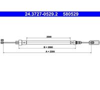 Handbrake cable 24.3727-0529.2 ATE for PEUGEOT FIAT CITROËN