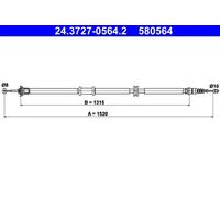 Handbrake cable 24.3727-0564.2 ATE for FIAT LINEA
