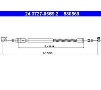 Handbrake cable 24.3727-0569.2 ATE for FIAT ULYSSE