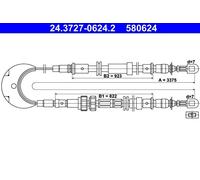 Handbrake cable 24.3727-0624.2 ATE for FORD SIERRA II Hatchback SIERRA Turnier