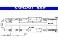 Handbrake cable 24.3727-0637.2 ATE for FORD TRANSIT Bus TRANSIT Van