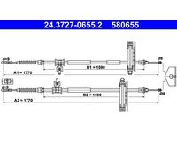 2x ✅Fits ATE 24.3727-0655.2 Cable Pull, parking brake 24.3727-0655.2 ⭐UK Seller⭐