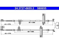 Handbrake cable 24.3727-0655.2 ATE for FORD FOCUS I FOCUS I Saloon