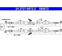 Handbrake cable 24.3727-0672.2 ATE for FORD KUGA I FOCUS II KUGA I VAN