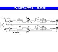 Handbrake cable 24.3727-0672.2 ATE for FORD KUGA I FOCUS II KUGA I VAN