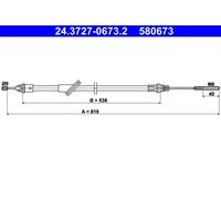 ATE 24.3727-0673.2 Hand brake cable