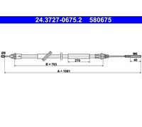 Parking brake cables ATE 24.3727-0675.2 for FORD