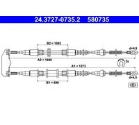 Handbrake cable 24.3727-0735.2 ATE for OPEL KADETT E Convertible ASTRA F Saloon