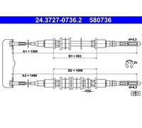 ATE 24.3727-0736.2 Hand brake cable