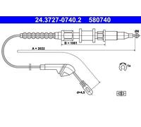 Handbrake cable 24.3727-0740.2 ATE for OPEL VECTRA A VECTRA A Hatchback