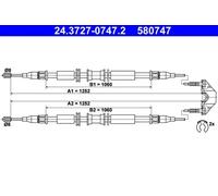 Handbrake cable 24.3727-0747.2 ATE for OPEL ASTRA G Hatchback ASTRA G Estate