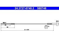 ATE 24.3727-0748.2 Handbrake cable