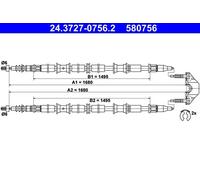 ATE 24.3727-0756.2 Hand brake cable