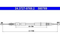 Handbrake cable 24.3727-0769.2 ATE for OPEL CORSA C CORSA C Hatchback Van