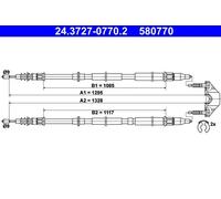 Handbrake cable 24.3727-0770.2 ATE for OPEL ASTRA H Estate ASTRA H Van ASTRA H