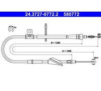 Handbrake cable 24.3727-0772.2 ATE for OPEL AGILA