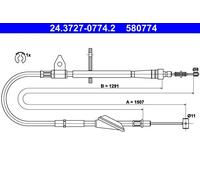 ATE 24.3727-0774.2 Handbrake cable