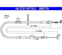 Handbrake cable 24.3727-0778.2 ATE for OPEL AGILA