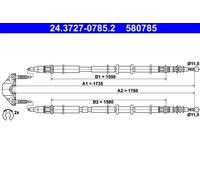 Handbrake cable 24.3727-0785.2 ATE for OPEL ASTRA H Estate ASTRA H Van