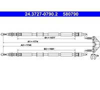 ATE 24.3727-0790.2 Hand brake cable