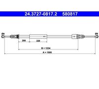 Handbrake cable 24.3727-0817.2 ATE for CITROËN PEUGEOT
